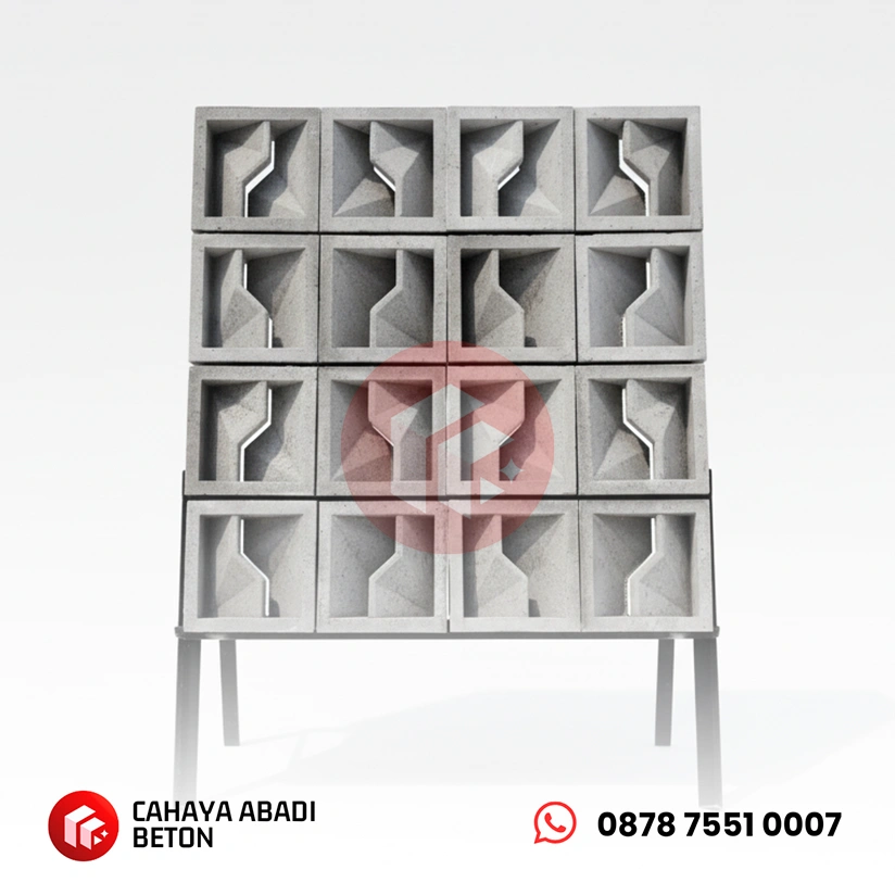 contoh tampilan roster beton motif petir jika disusun