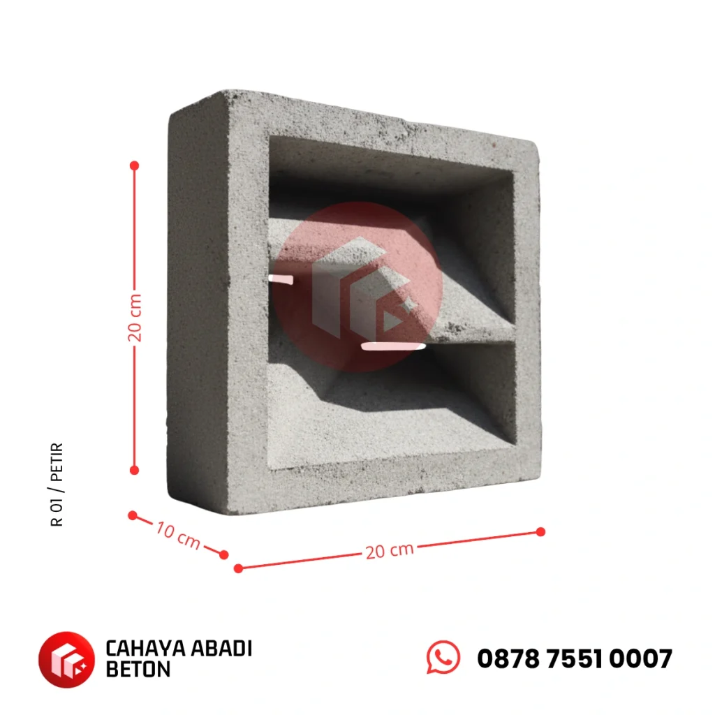 dimensi roster beton motif petir