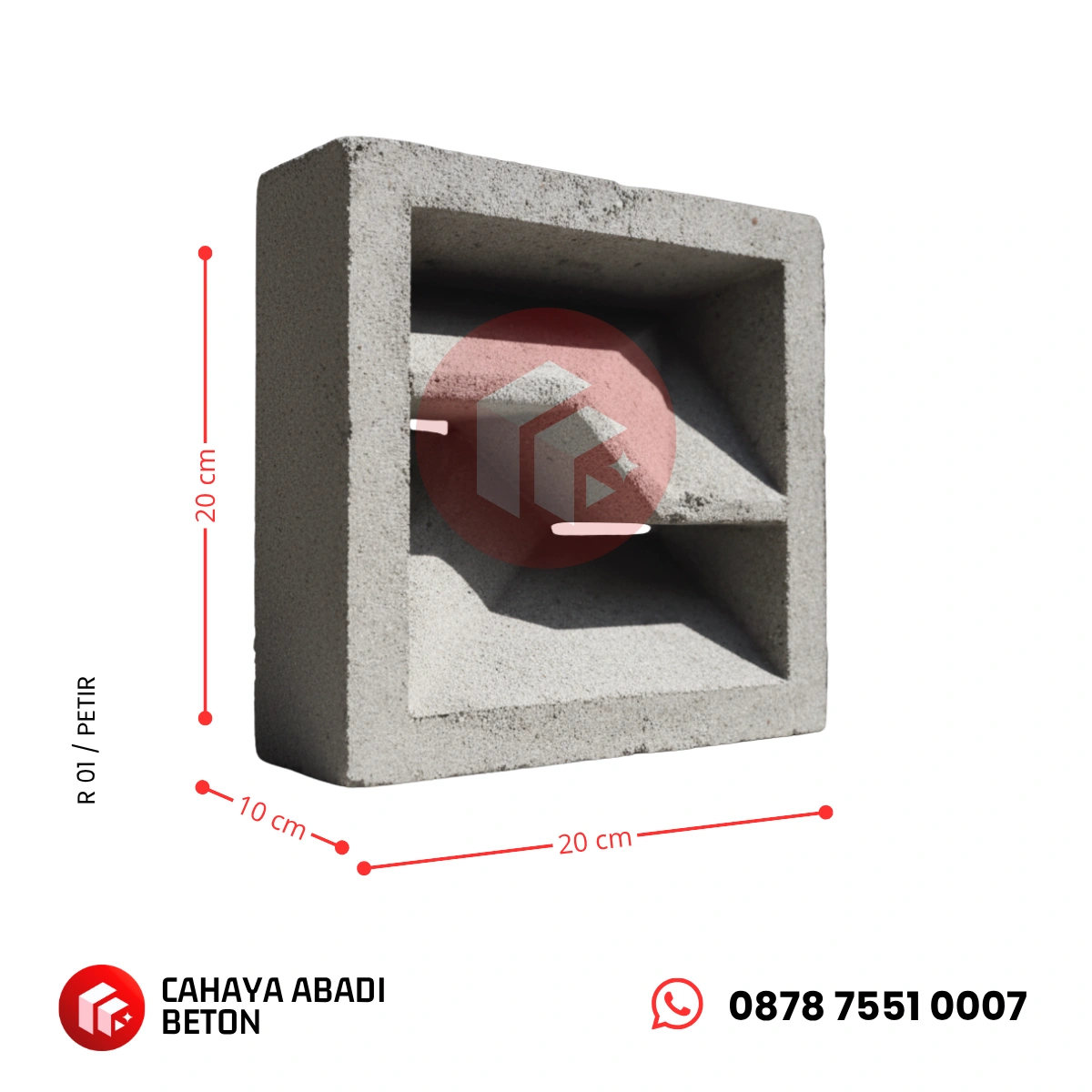 dimensi roster beton motif petir