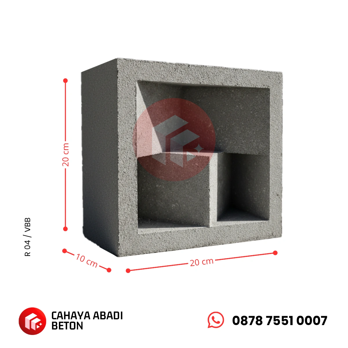 dimensi roster beton motif vbb 2 sisi