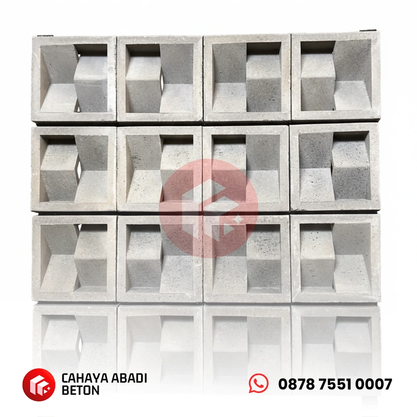ilustrasi penataan roster beton motif vbb 2 sisi