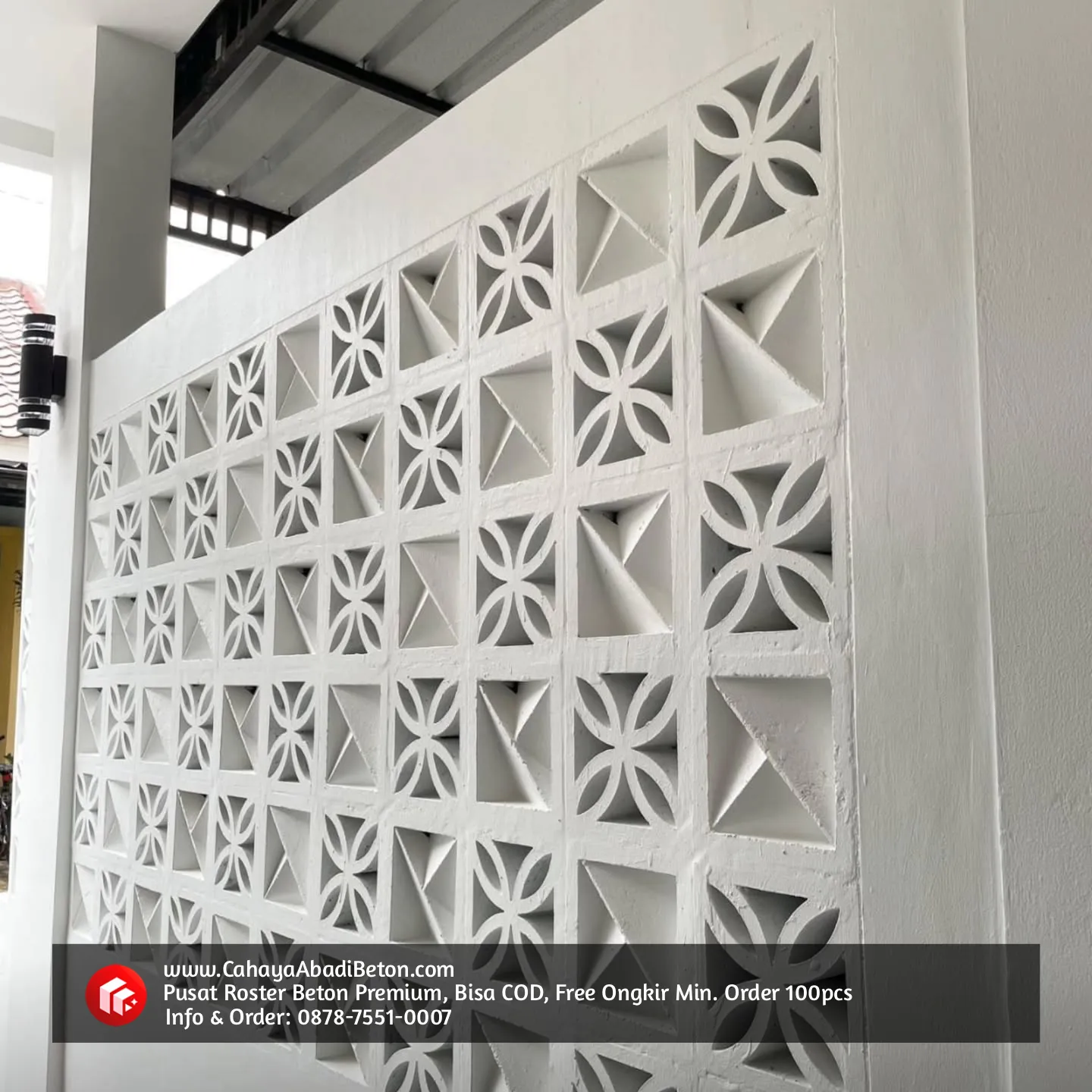 Keindahan roster beton dua sisi motif bunga dari pabrik di Bandung