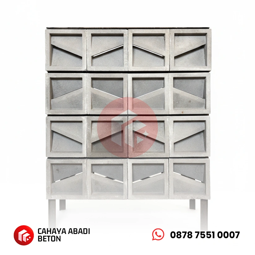 pemasangan roster beton nako miring anti tampias 2 sisi