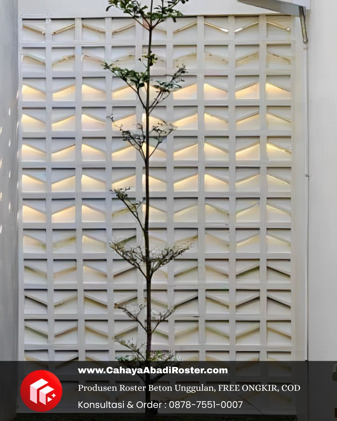 Pemasangan roster beton anti tampias pada balkon rumah di Cirebon.