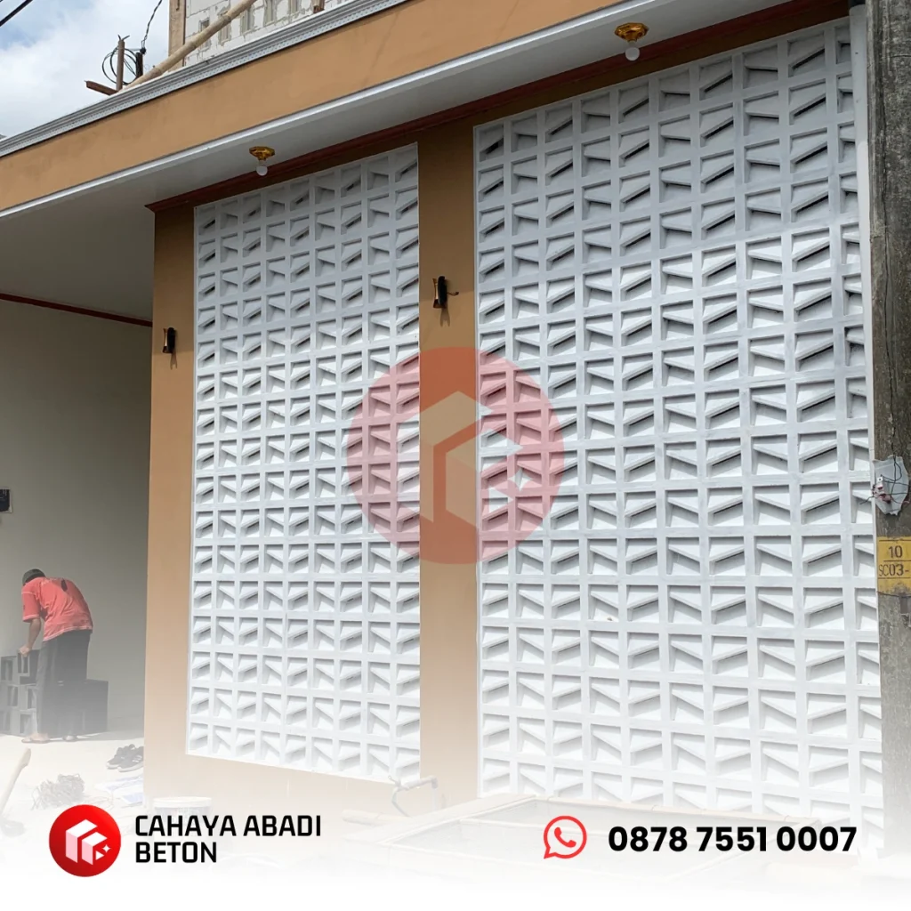 roster beton untuk fasad dengan motif nako miring