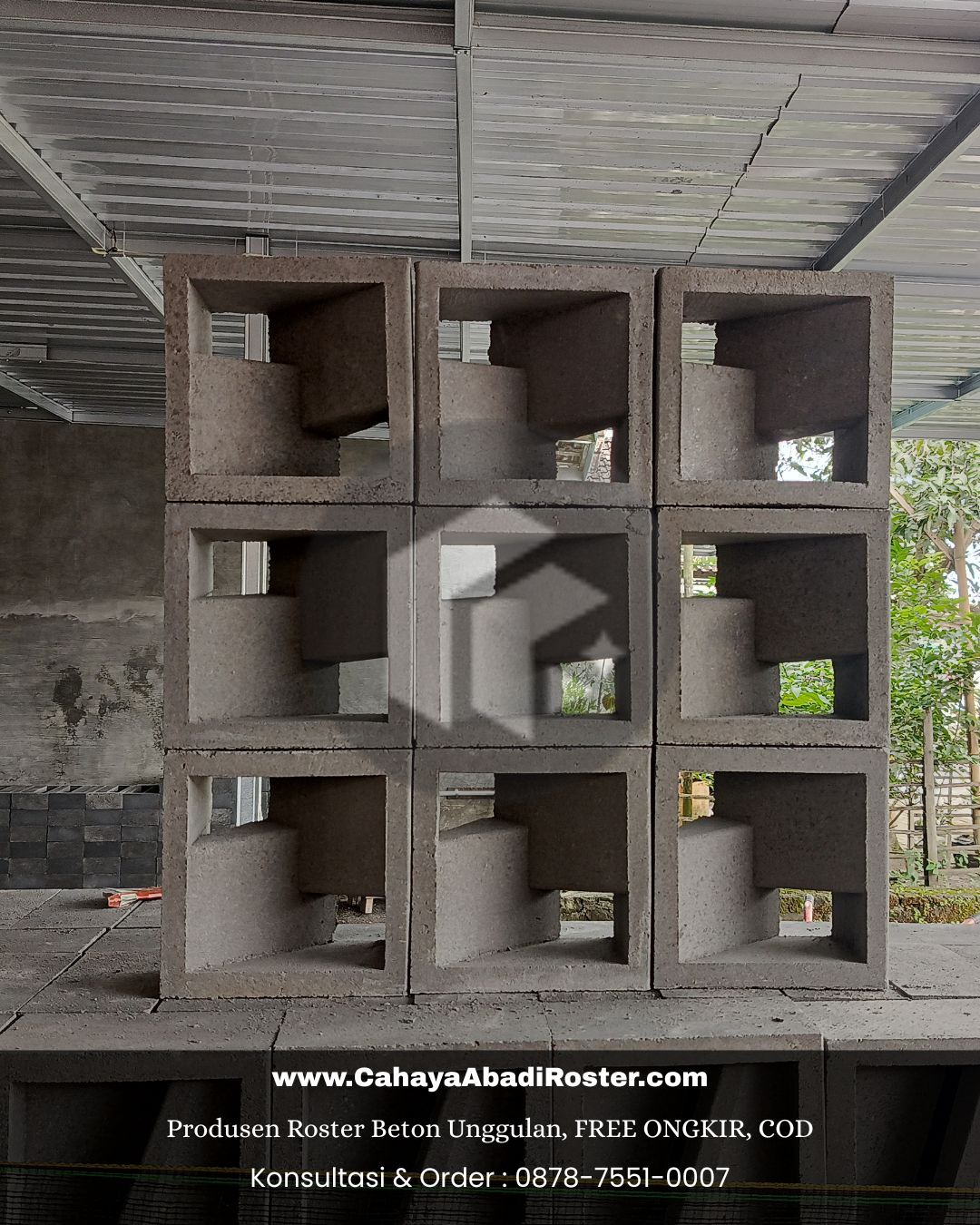 Roster beton anti tampias motif krepyak.