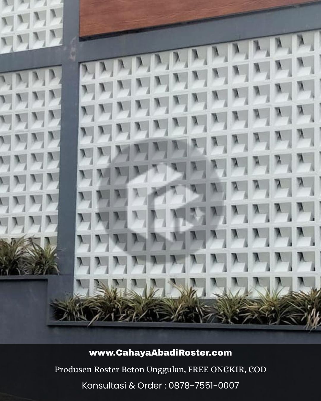 Roster beton 3D motif geometri untuk dinding.