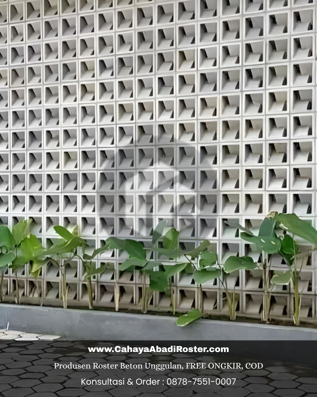 Ilustrasi aliran udara alami melalui dinding roster beton